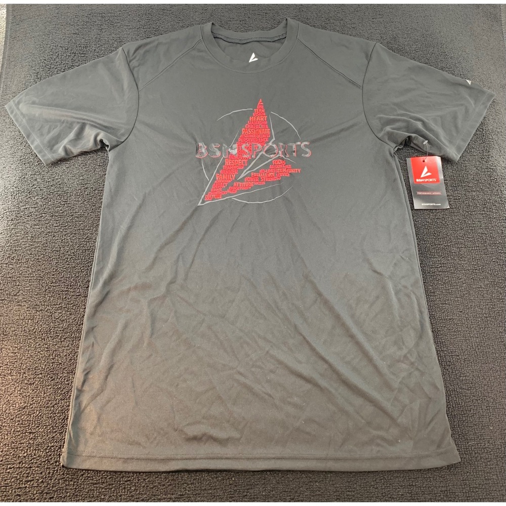 BSN Sports Performance Apparel T Shirt black Short Sleeve Crew Neck Men Medium